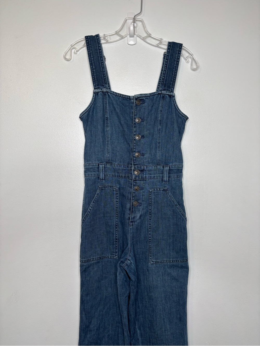 Aerie Denim Kick Flare Blue Denim Overalls Size XS - Picture 3 of 11